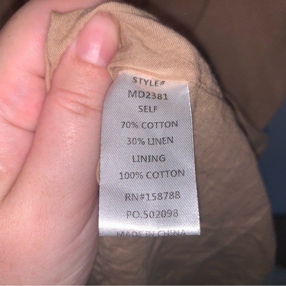 NWOT Mable Open Front Linen Cotton Midi Tan Dress M - Picture 5 of 8